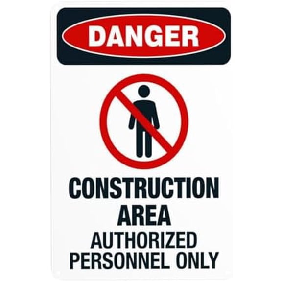 Construction Area Authorized Personnel Only Warning Sign, Construction Metal Signs for Business Home Indoor Road Yard Garage Street Wall Caution Custom Decor 8 x 12 Inch