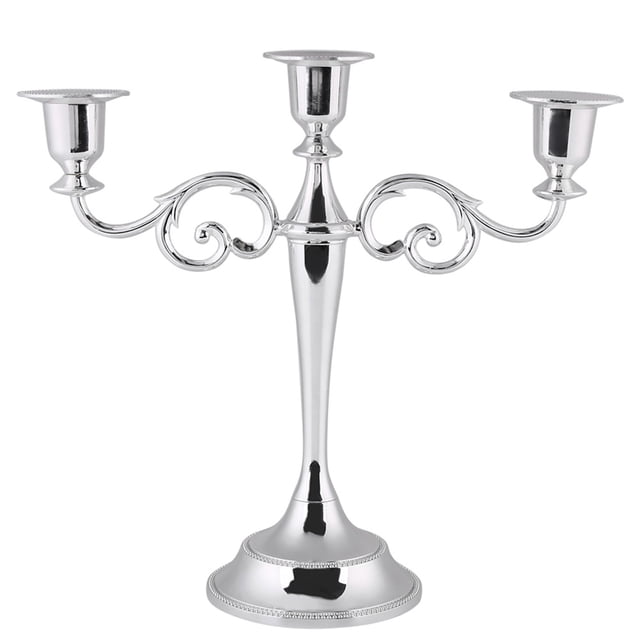 Eddwiin 2 Colores 3 Brazos candelabro de Metal candelabro de Estilo Europeo candelabro de Boda decoración del hogar(Plata)