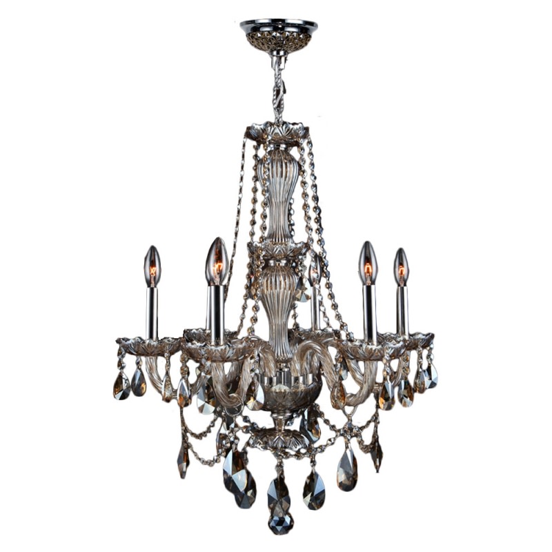 Provence Collection 6 Light Chrome Finish and Golden Teak Crystal Chandelier 23