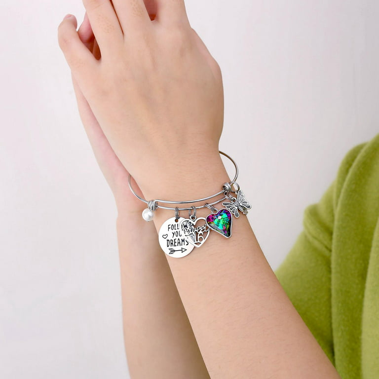 Personalized Happy 12th Birthday Gift for 12 Year Old Girl Expandable Silver Charm Bracelet Adjustable