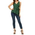 thumbnail image 3 of INSPIRE CHIC Women's Summer Tops Sleeveless V Neckline Wrap Tie Waist Tops M Dark Green, 3 of 7