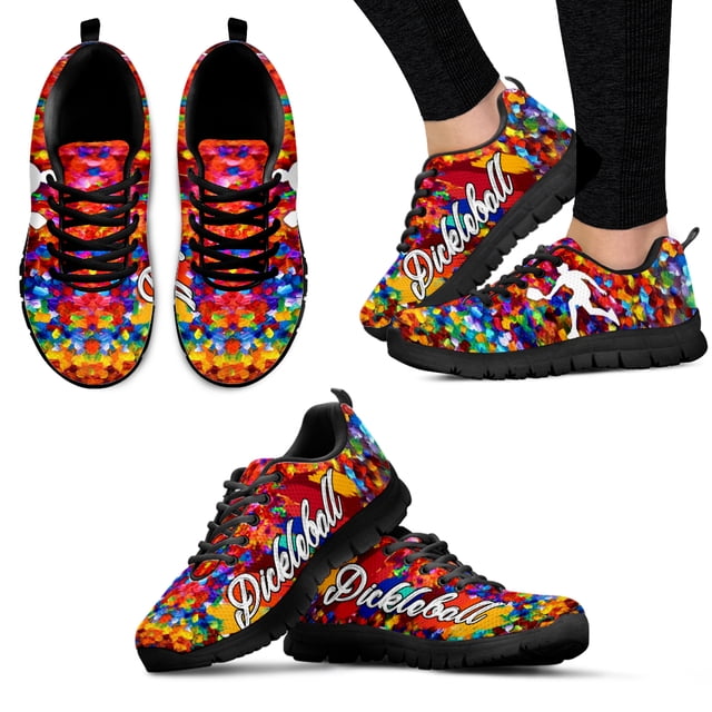 Zapatillas deportivas de moda con diseño de natación, golf y pickleball, con estampado de pintura artística colorida, para deportes, aficiones y amor.