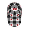 thumbnail image 4 of Naloa Original Classic Low Profile Hat Men Women Baseball Cap Dad Hat Adjustable Unconstructed Heart Black Buffalo Plaid Gingham Print Cap, 4 of 9