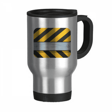 

Logo Black And Yellow Strips Travel Mug Flip Lid Stainless Steel Cup Car Tumbler Thermos