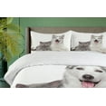 thumbnail image 4 of Ambesonne Cat Duvet Cover Set, Animals Pets Dogs Digital, Queen, White and Grey, 4 of 6
