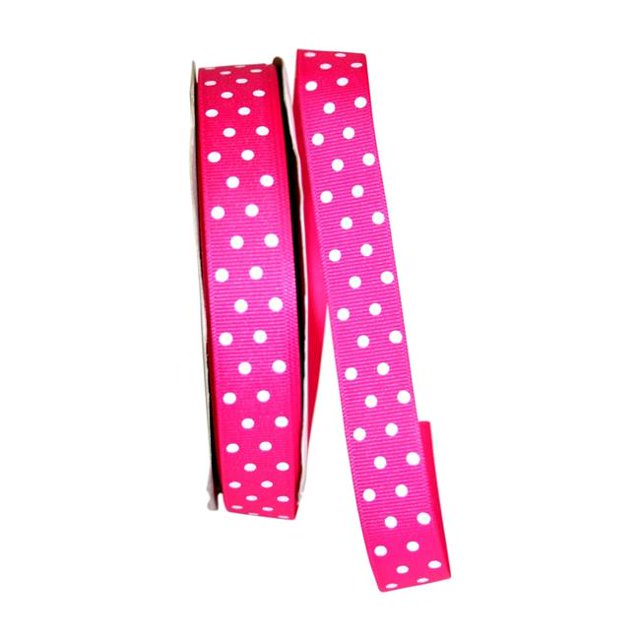 Reliant Ribbon 5201-175-05K 0.875 in. 50 Yards Grosgrain Confetti Dots Ribbon, Shocking Pink
