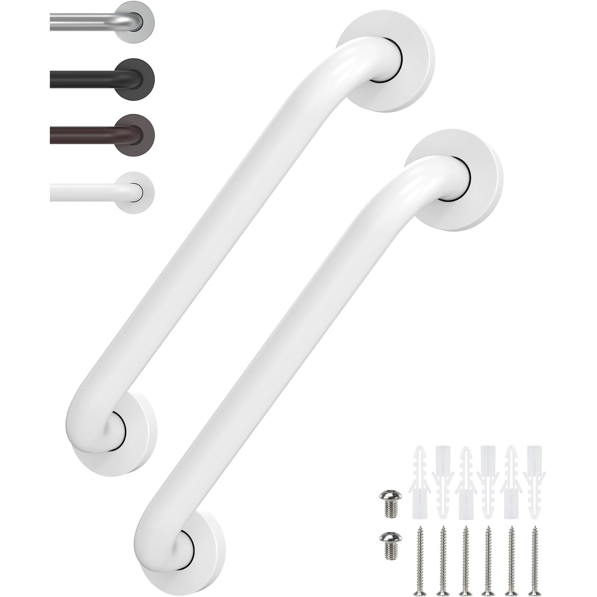 2 Pack 12 Inch Grab Bars for Wall White, Safety Shower Grab Bars for Seniors Elderly Handicapped, Handicap Grab Bars for Shower with Concealed Screws,