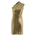 thumbnail image 5 of DHFJKG Women's Sparkly Glitter Dress One-Shoulder PU Leather Bodycon Party Night Club Mini Dresses Carnival Going Out Stylish Dresses, 5 of 6