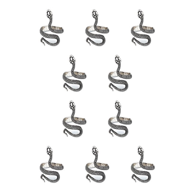 Qarigey Anillos Vintage Anillo de moda Aleación ajustable Joyas para hombres Plata / Serpiente Plata/Serpiente 10piezas