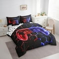 thumbnail image 3 of jejeloiu Kids Gamepad Controller 7-Piece Twin Bedding Sets,Console Gamer Gaming Bedding Comforter Set,Red Bpurple Ombre Sheet Sets For Boy,Microfiber Bedroom Decor Reversible, 3 of 8