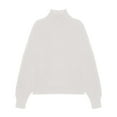 thumbnail image 4 of SGMVNU Women's Turtleneck Sweaters Long Sleeve Knitted Pullover Ribbed and Hem Trendy 2025 Fall Winter Basic Sweater Top White#2 S, 4 of 4