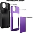 thumbnail image 3 of For iPhone 13 Case with Card Holder Heavy Duty Protective Dual Layer Shockproof Hidden Card Slot Slim Wallet Case for iPhone 13 for Women&Men(Purple), 3 of 14