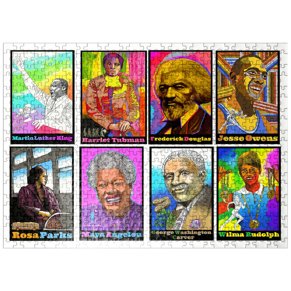 MyPuzzle - Colorful Portraits Of Influential Black Leaders - Premium 500 Piece Jigsaw Puzzle for Adults