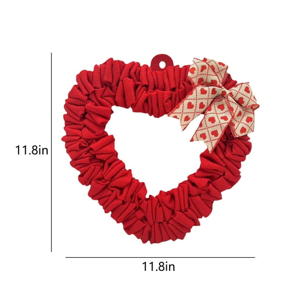Valentine's Day Heart Wreath for Front Door | Red Polyester Decor for Home, Party & Wedding | Includes 1 Wreath