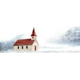 thumbnail image 2 of Allen, Kimberly 24x11 White Modern Wood Framed Museum Art Print Titled - Snowy Church, 2 of 4