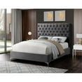 thumbnail image 3 of Meridian Furniture Cruz Solid Wood Tufted Velvet King Bed in Gray, 3 of 6