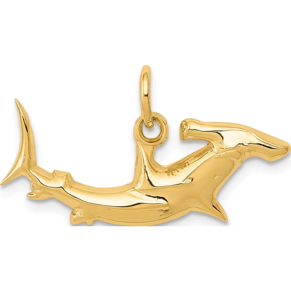 14K Yellow Gold Hammerhead Shark Charm (14 X 25) Made In United States d3450