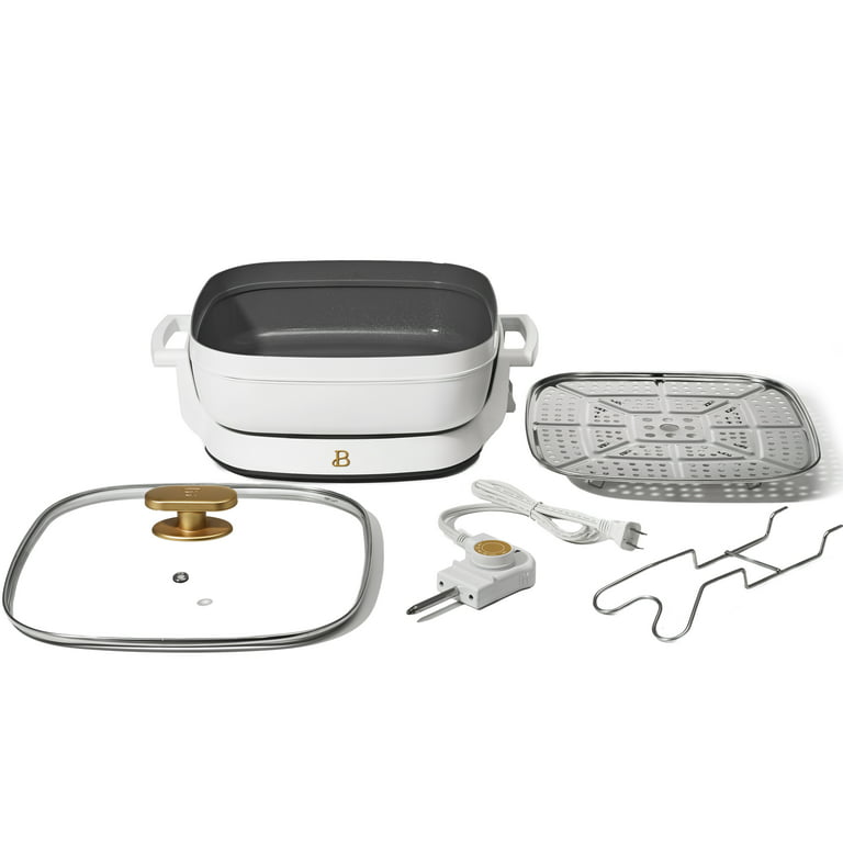 Beautiful 5-in-1 Electric Expandable Skillet, White Icing by Drew Barrymore, Up to 7 qt
