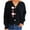 Black, variant on Uootdi Women's Crochet Flower Cardigan V Neck Button Up Knit Sweater Casual Loose Fit Puff Sleeve Fall Winter Top Trendy Boho Floral Embellished Knitwear for Daily Outfit