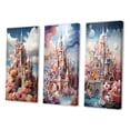 thumbnail image 3 of Designart "Castles curious Wonder Pastel IV" Cityscapes Wall Art Set Of 3 - Multi-Color Castles Canvas Set For Living Room Decor, 3 of 7