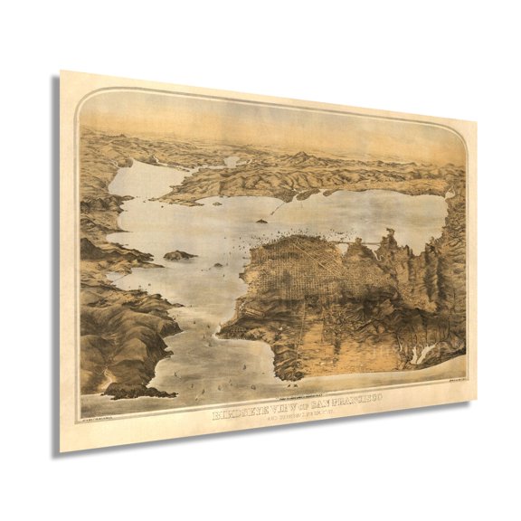 1876 San Francisco Bay Area Map Art - Vintage Map Wall Art - Map of Bay Area Poster - San Francisco Map Poster - San Francisco Map Art - Bay Area Wall Map