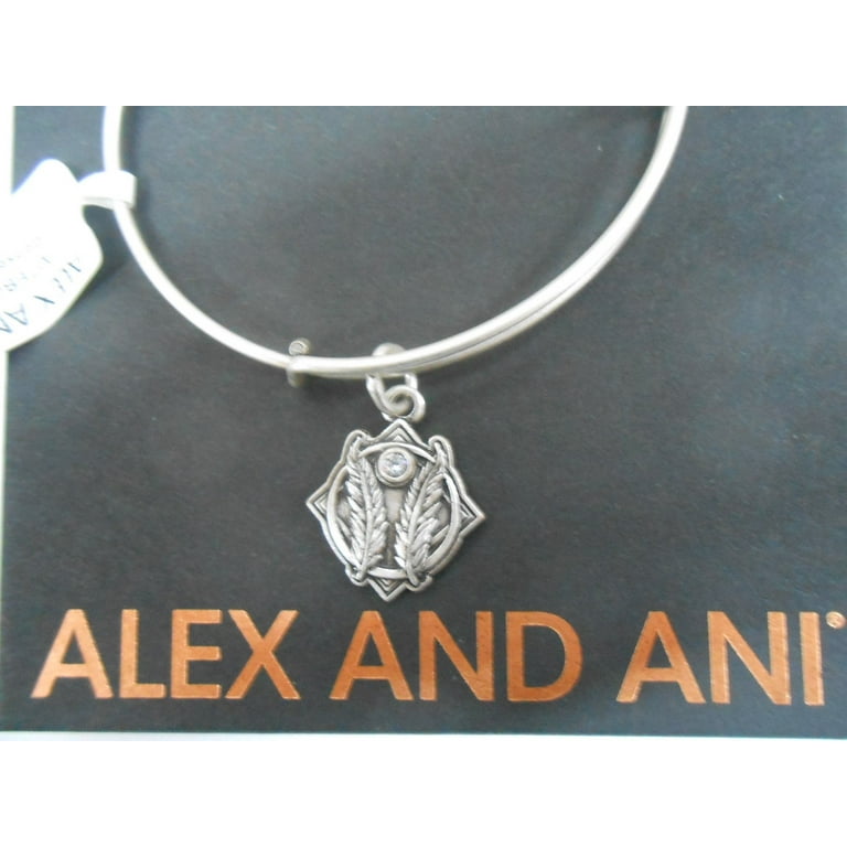 Alex and Ani Godspeed II Bangle Bracelet Rafaelian SIlver Finish With Box and Card