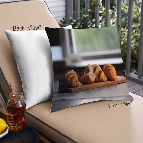 Ahgly Company Foods Croissant Outdoor Throw Pillow, 18 inch by 18 inch