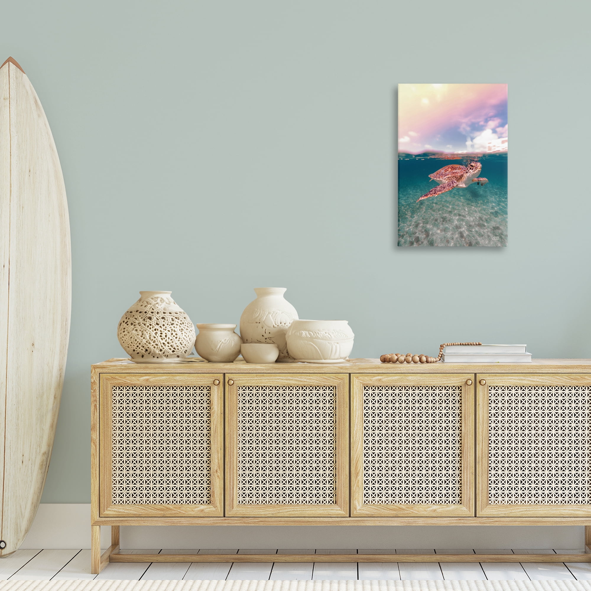 Stupell Industries Above & Below Sea Turtle Animals Photography Wrapped Canvas Art Print Wall Art, 20 x 30