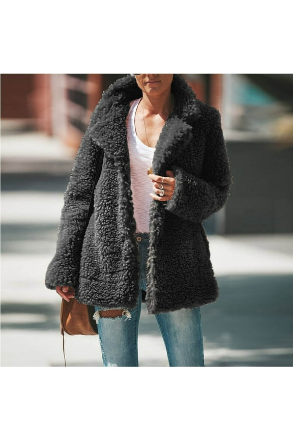 plus size jackets for women,Dark Gray Women's Fashion Winter Coats Sherpa Fleece Faux Fur Shearling Oversized Trendy Jackets Warm Outerwear Clothing