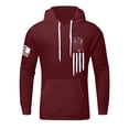 thumbnail image 2 of 4th Of July Black Hoodie Men Loose Fit American Flag Graphic Workout Hooded Sweatshirt Men Long Sleeve Pullover Kangaroo Pocket Wine L, 2 of 4
