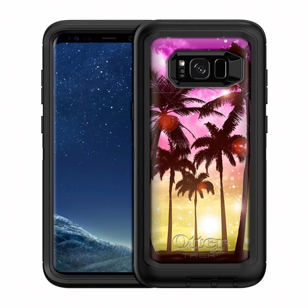 Otterbox Defender Samsung Galaxy S8 Plus Case - Pink and Yellow Sunset Beach Palm Tree - Walmart