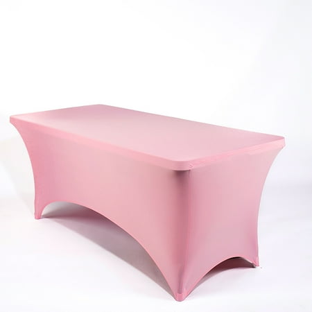 

Mds Pack of 12 Rectangular Stretch 8ft Spandex Table Cover Tablecloths for Wedding - Pink