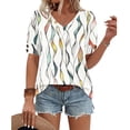 thumbnail image 5 of Odbmxy Short Sleeve Blouses for Women 2026 V-Neck Summer Tops Women Camping White Dressy Loose Button Leisure Graphic Tops, 5 of 6