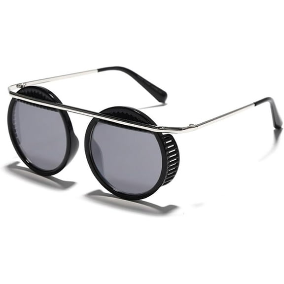 Vintage Steampunk Sunglasses Men Round Glasses Steam Punk Metal Sunglasses Women Mirror Shades UV400