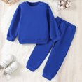 thumbnail image 2 of TOWED22 Kids Toddler Girl Fall Winter Outfits 2pcs Long Sleeve Soft Top and Pants Set Cute Print Clothes Clothing Set(Blue,3-4 Y), 2 of 8