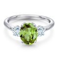 thumbnail image 3 of Gem Stone King 925 Sterling Silver Green Peridot and Sky Blue Aquamarine Engagement Ring for Women | 2.60 Cttw | Oval 9X7MM | Gemstone August Birthstone | Size 6, 3 of 6