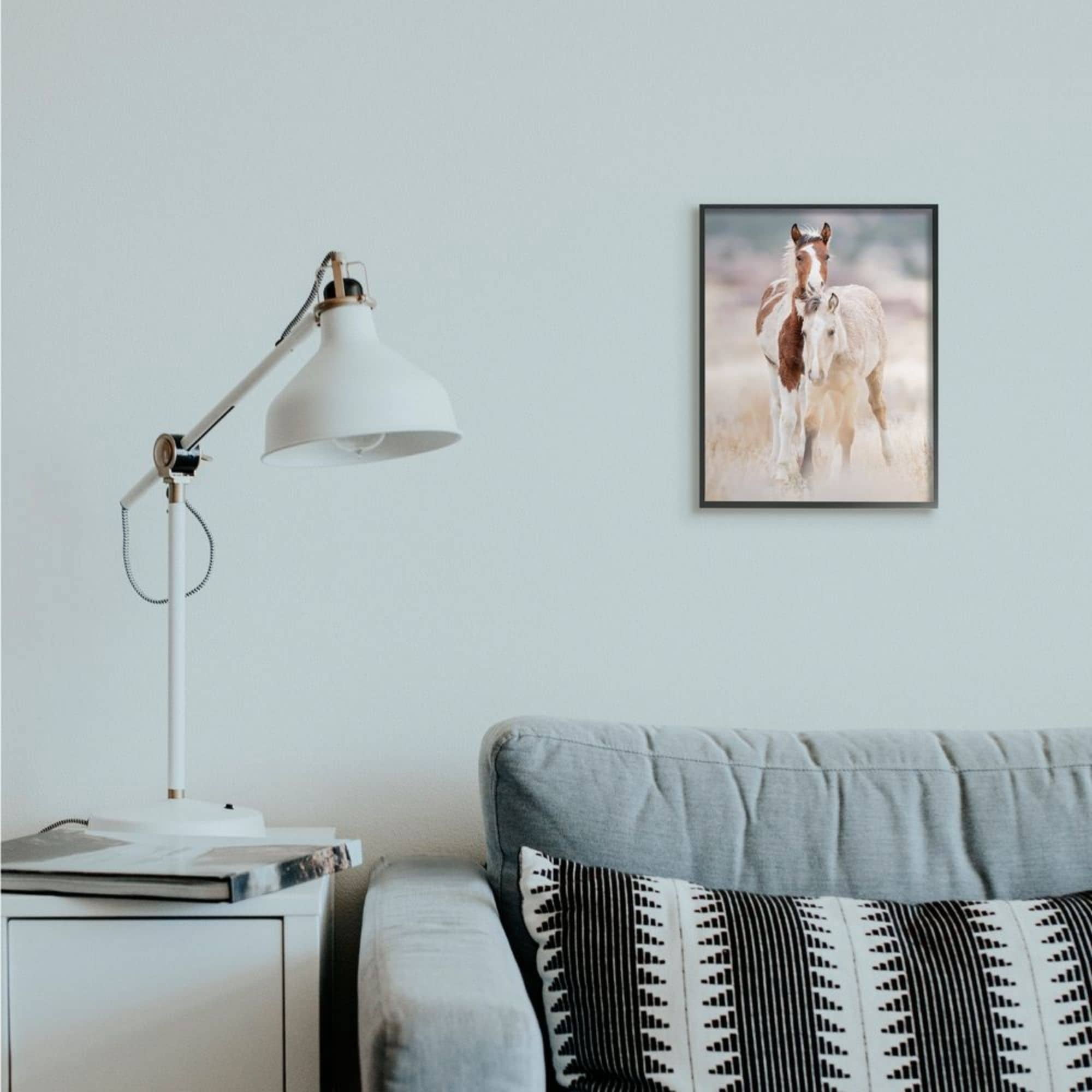 Stupell Industries Calm Horses in Muted Beige Meadow Photograph Framed Wall Art 11 x 14 Silver