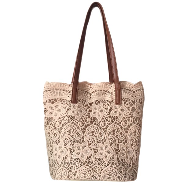 BRIGHTFUFU 1 elegante bolso de hombro de encaje con bordado a juego, bolso de compras