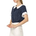 thumbnail image 2 of INSPIRE CHIC Hauts Blouses à Pois pour Femmes à Col Claudine Contrastant à Manches Courtes, 2 of 7