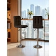 thumbnail image 5 of Bar Stools Set of 2, Adjustable Bar Stools, Armless Adjustable Swivel Barstools, PU Leather Hydraulic Kitchen Counter Height Bar Stools, Thickened Seat Cushion Square Island Barstools with Back, 5 of 7