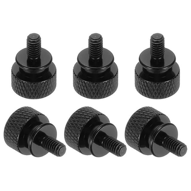 6 Pcs M4*0.7 Tornillo de mariposa estriado para computadora, tornillos de apriete manual para caja de PC, Negro