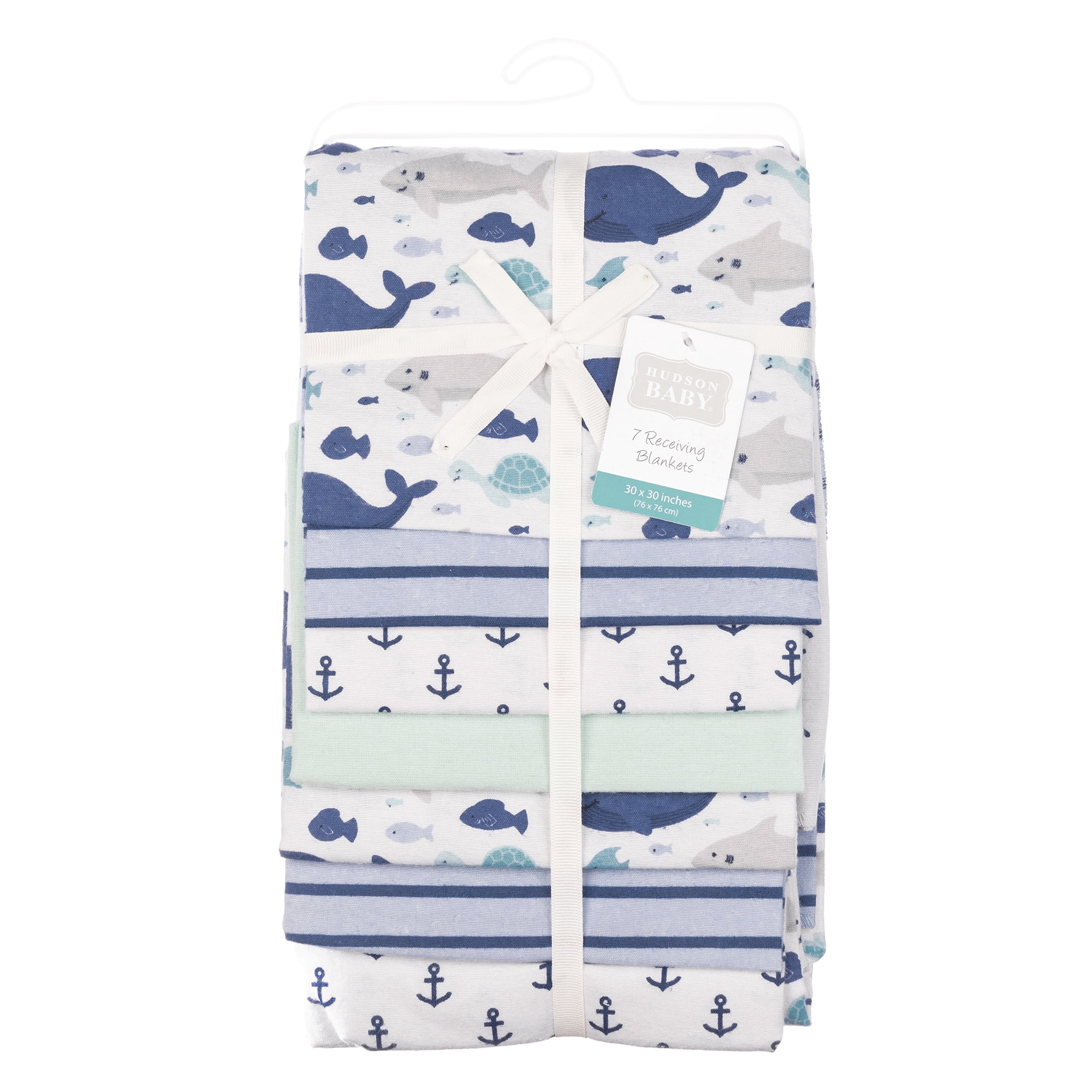 Hudson Baby Cotton Flannel Receiving Blankets 7-Pack Bundle, Sea Friends , One Size