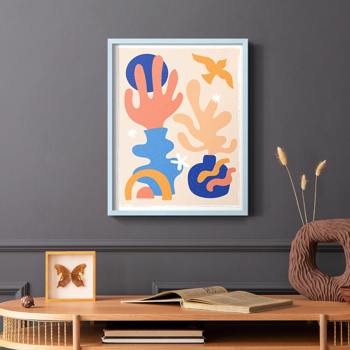 Matisse CDLXII in Blue Solid Wood Framed Print No Nail Hanging