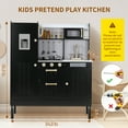 thumbnail image 2 of Pirecart Kids Play Kitchen Pretend Toddler Cooking Playset Toys with Realistic Light, Sound and Cookware, Wooden Kids Kitchen Playset for Age 3+, Black, 2 of 9