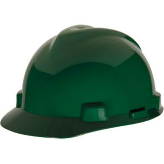 MSA V-Gard Standard Slotted Hardhat Cap w/ Fas-Trac Suspension, Green (6 Units)