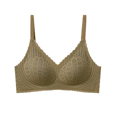Women Lace Everyday Bra Wireless Full Coverage Lingerie Push Up Basic Bras Scalloped Bras Minimizer Bra Full Coverage Everyday Bra Embroidery Wirefree Intimate Apparel