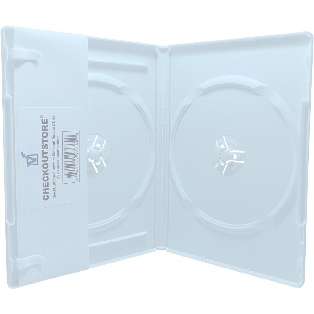 (6) CheckOutStore Premium Standard Double 2Disc DVD Cases 14mm (White