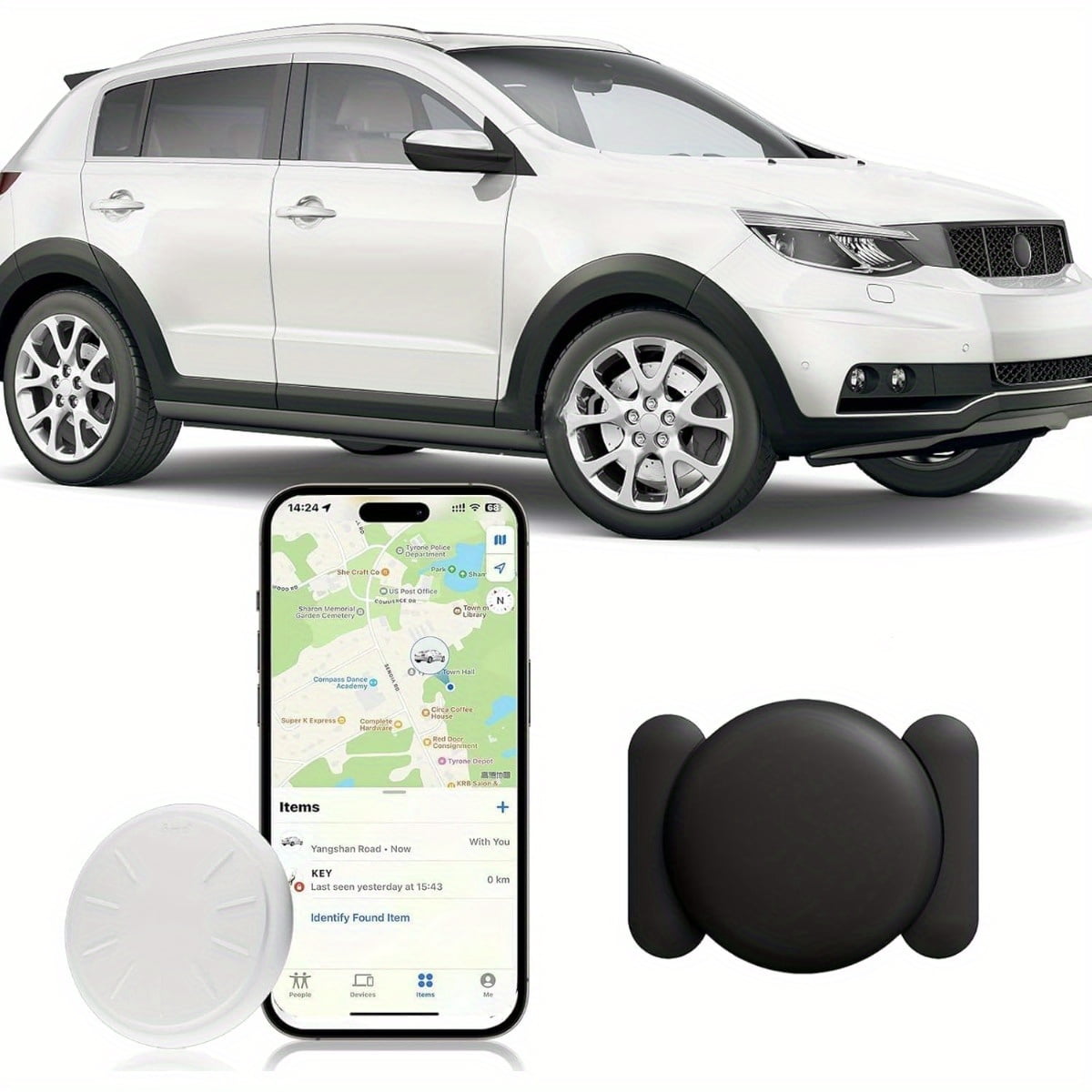 Tracker Device for Vehicles, Mini Hidden Car Tracker with Magnetic , No Monthly Fee Car Locator, Air Tracker Tag with Find My (iOS Only) for Tracking Keys Wallet Luggage Suitcase Bike