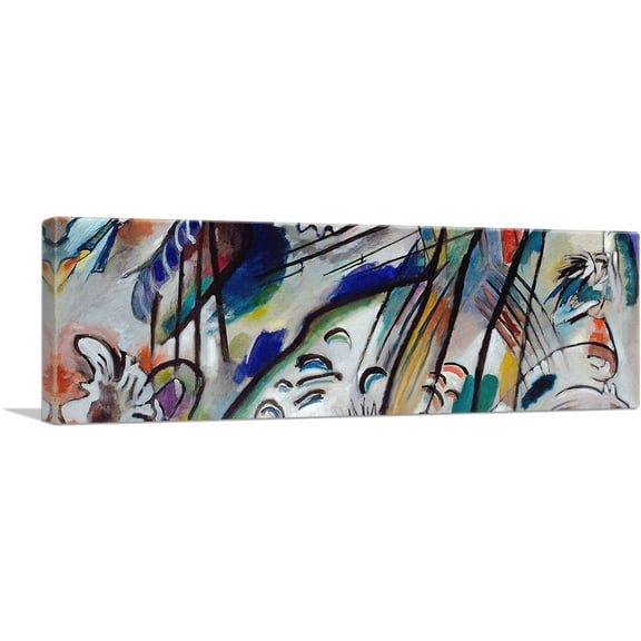 ARTCANVAS Improvisation 28 Panoramic Canvas Art Print by Wassily Kandinsky - Size: 36" x 12" (0.75" Deep)