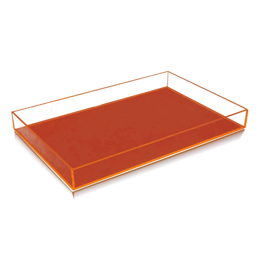 OnDisplay Electric Neon Luxe Clear Acrylic Stackable Cosmetic/Jewelry Tray (Neon Pink)